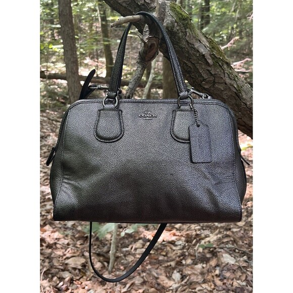 Coach Nolita Pebbled Leather Satchel Crossbody Gunmetal Metallic Handbag Purse - Picture 1 of 16